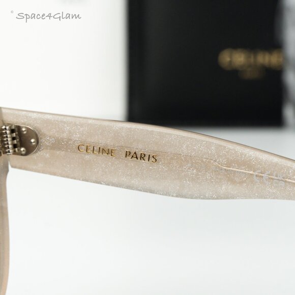 Celine Women Sunglasses Grey Silver Glitter Grey Grad Geometric CL4002UN 20B NEW main image 5